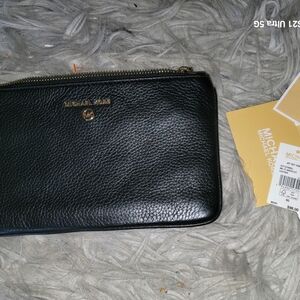 NWT Michael Kors Black Leather Wristlet